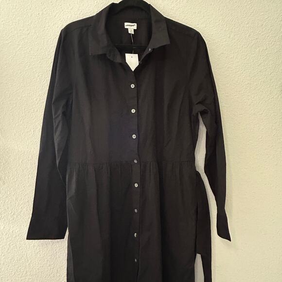 NEW J. Crew Long-sleeve Poplin Shirt-dress Black Sz 12 Large Minimalist Capsule - Picture 3 of 12